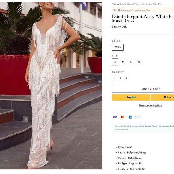 White fringe wedding dress- never worn - Picture 1 of 8